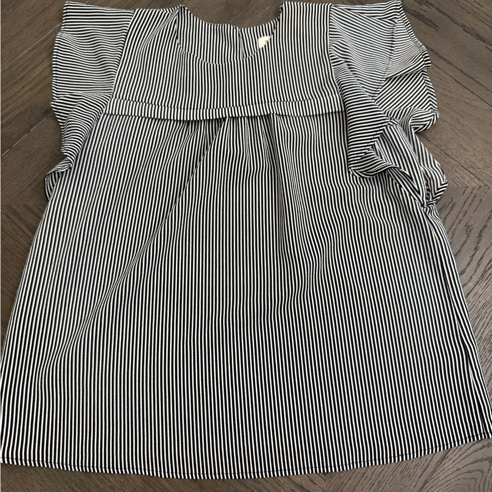 Monteau Black and White Striped Blouse